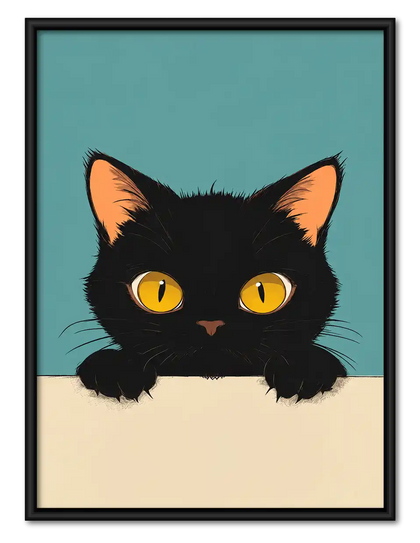 Peeking Black Cat Wall Art