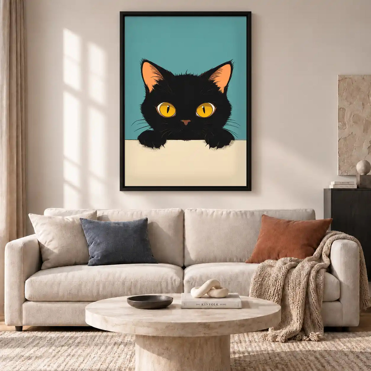 Peeking Black Cat Wall Art 2