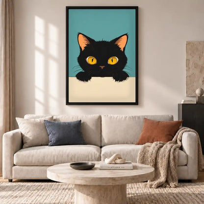 Peeking Black Cat Wall Art 2