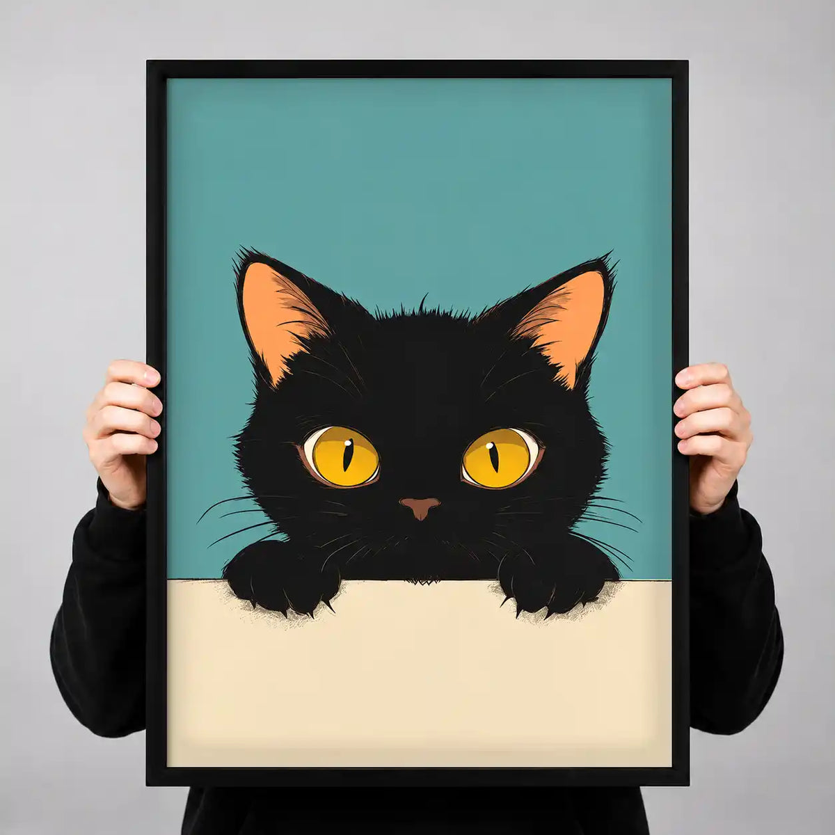 Peeking Black Cat Wall Art 3