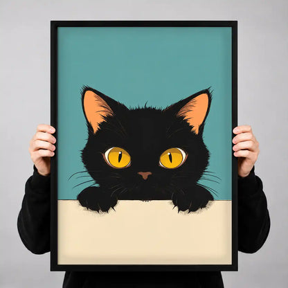 Peeking Black Cat Wall Art 3