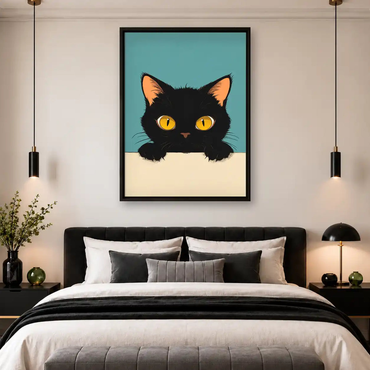 Peeking Black Cat Wall Art 4