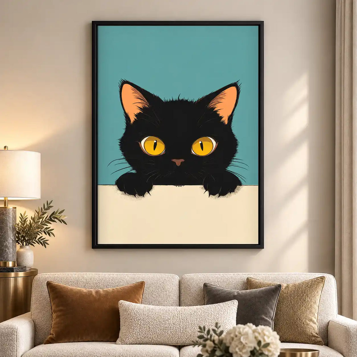 Peeking Black Cat Wall Art 5