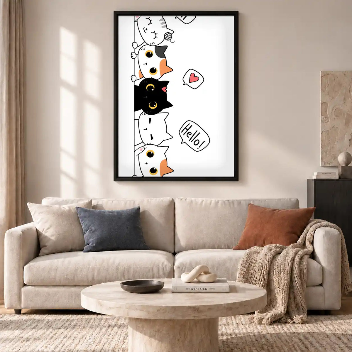 Peeking Cats Hello Wall Art 2