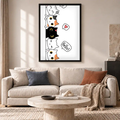 Peeking Cats Hello Wall Art 2