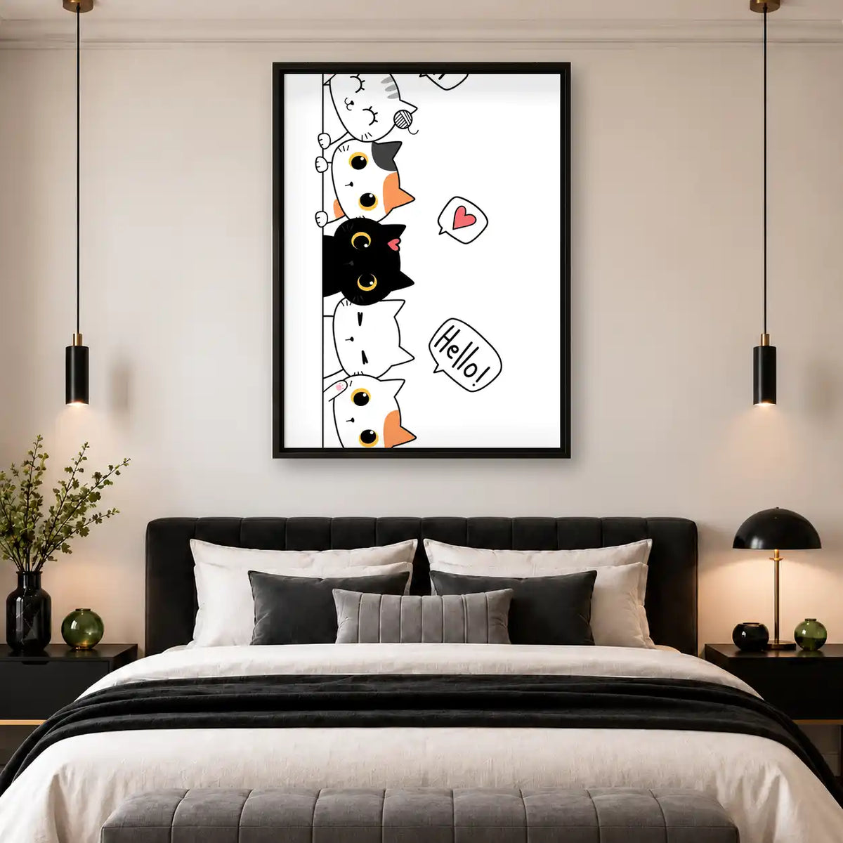 Peeking Cats Hello Wall Art 4