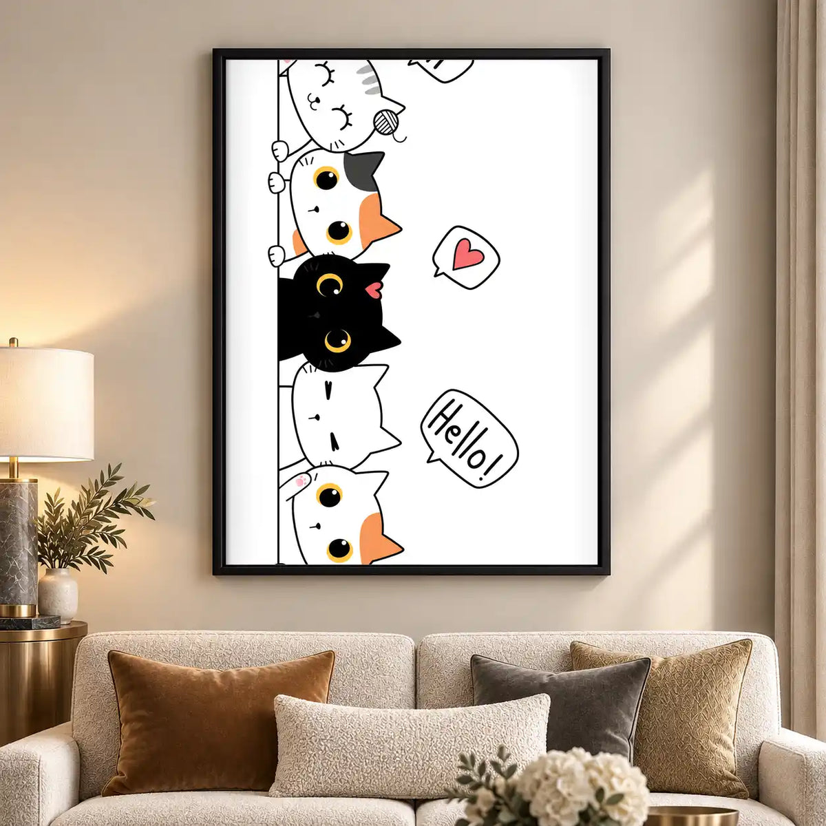 Peeking Cats Hello Wall Art 5