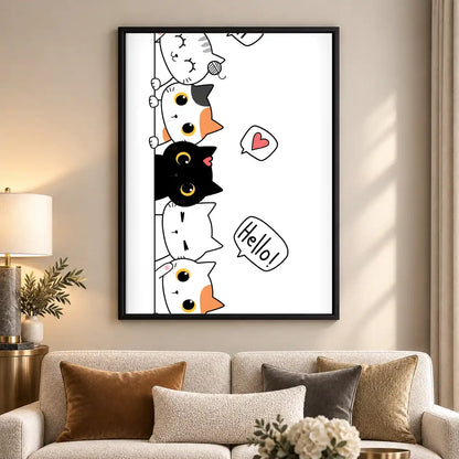 Peeking Cats Hello Wall Art 5