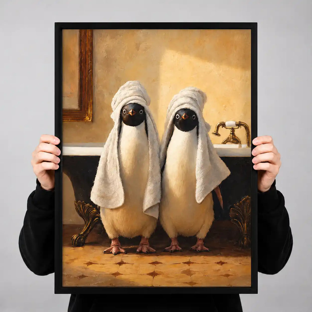 Penguins Wrapped In Towels Wall Art 3