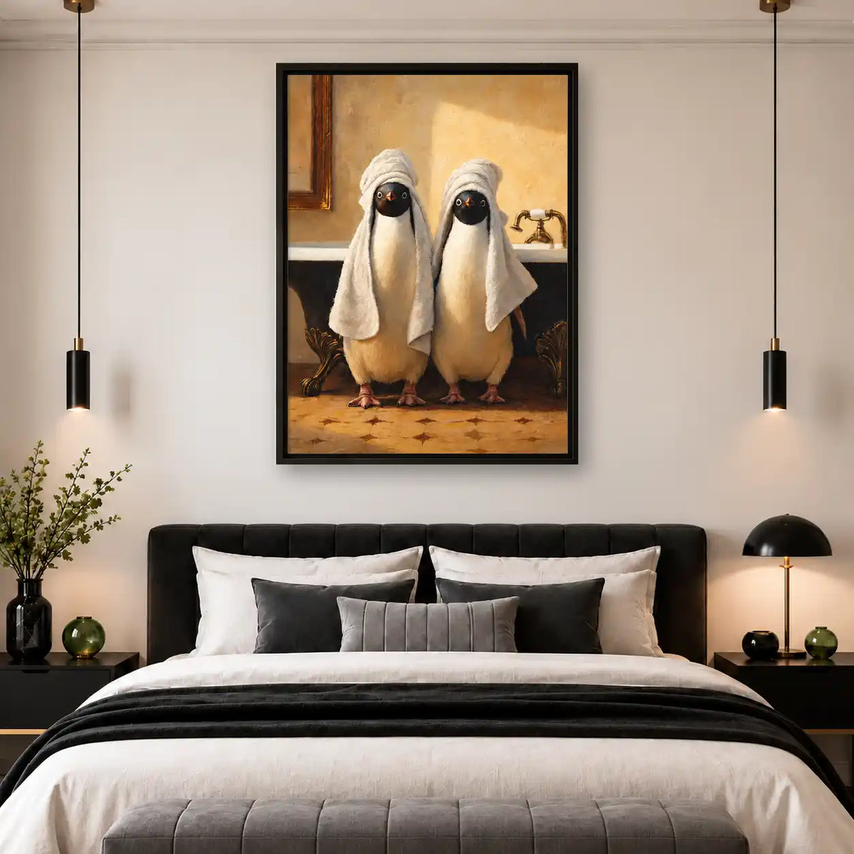 Penguins Wrapped In Towels Wall Art 4