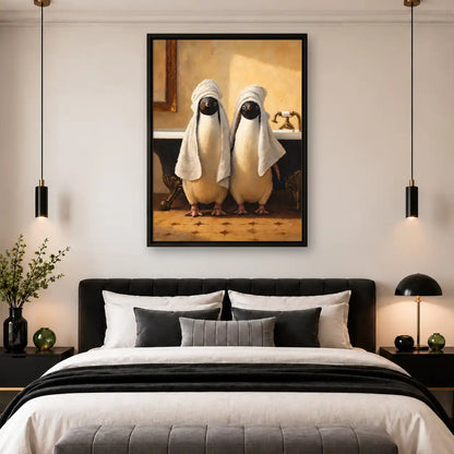 Penguins Wrapped In Towels Wall Art 4