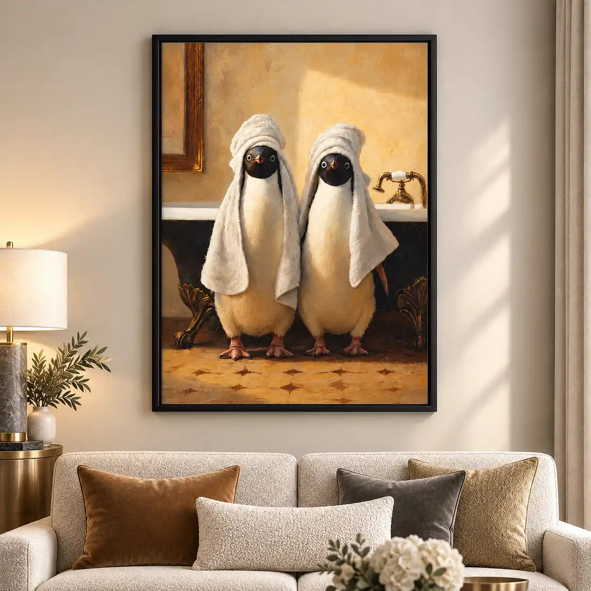 Penguins Wrapped In Towels Wall Art 5