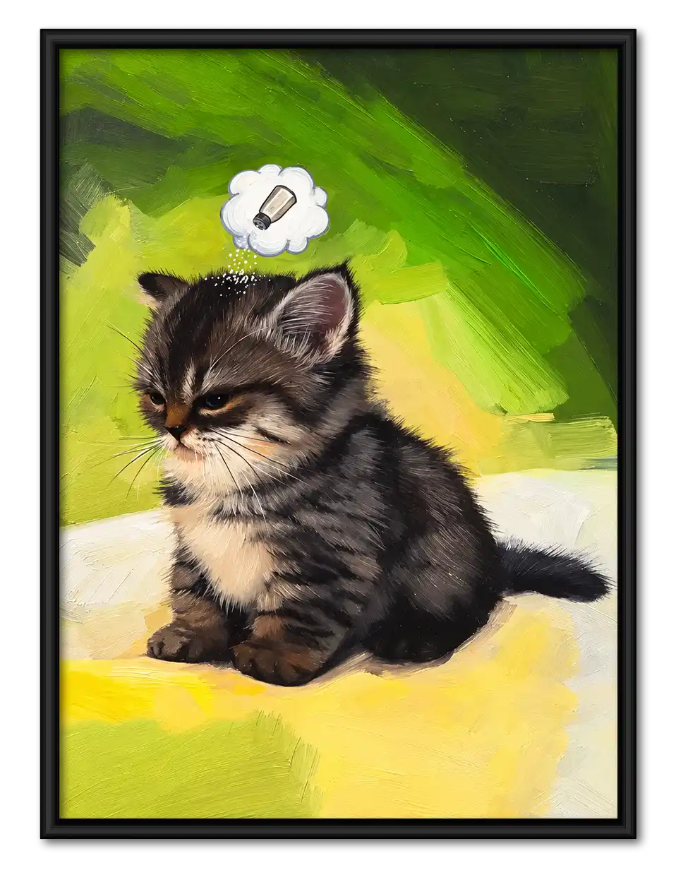 Pensive Kitten With Thought Bubble Wall Art 1
