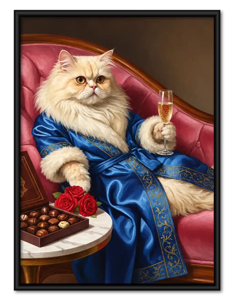 Persian Cat In Blue Robe Wall Art 1