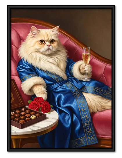 Persian Cat In Blue Robe Wall Art