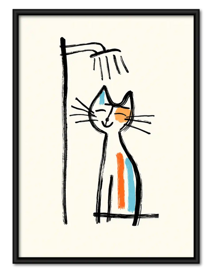 Picasso Style Cat Shower Wall Art 1