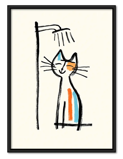 Picasso Style Cat Shower Wall Art