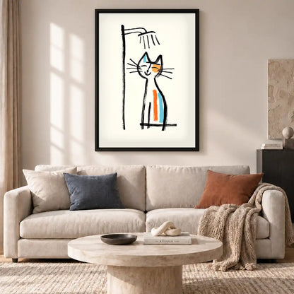 Picasso Style Cat Shower Wall Art 2