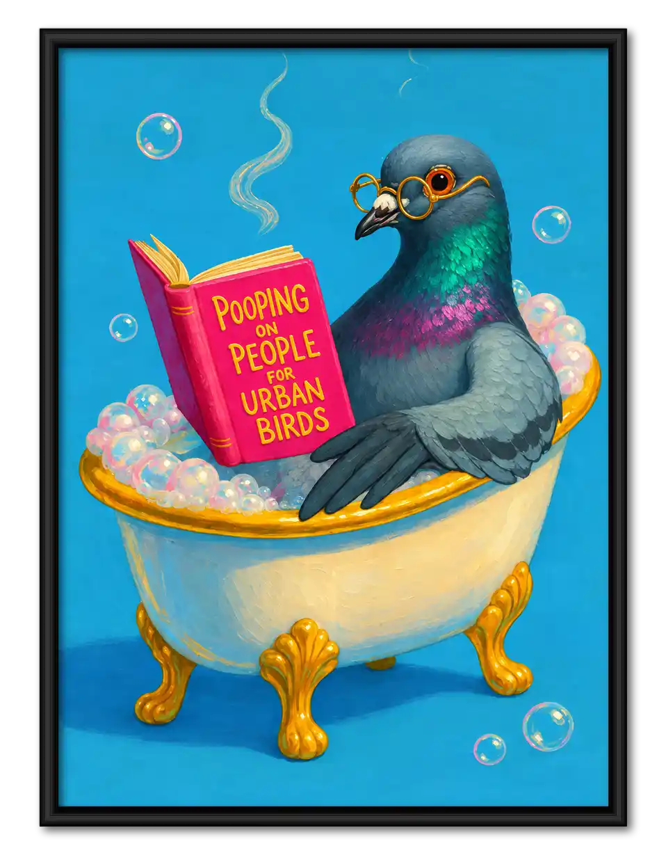 Pigeon Bubble Bath Reading Wall Art 1