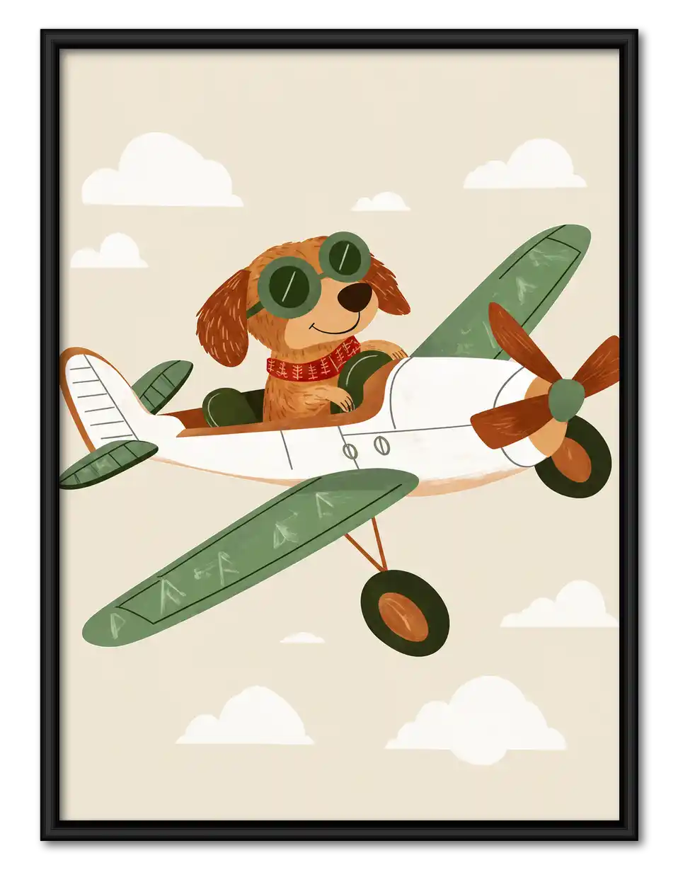 Pilot Dog In Airplane Wall Art 1