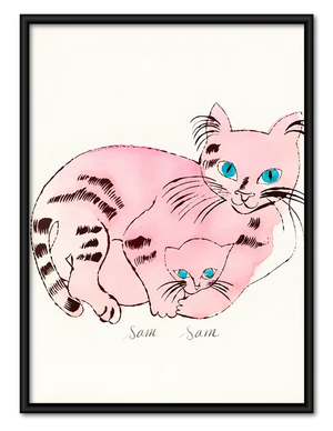 Pink Mother Cat With Kitten Wall Art