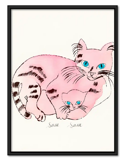 Pink Mother Cat With Kitten Wall Art