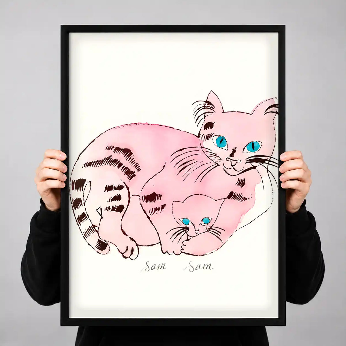 Pink Mother Cat With Kitten Wall Art 3