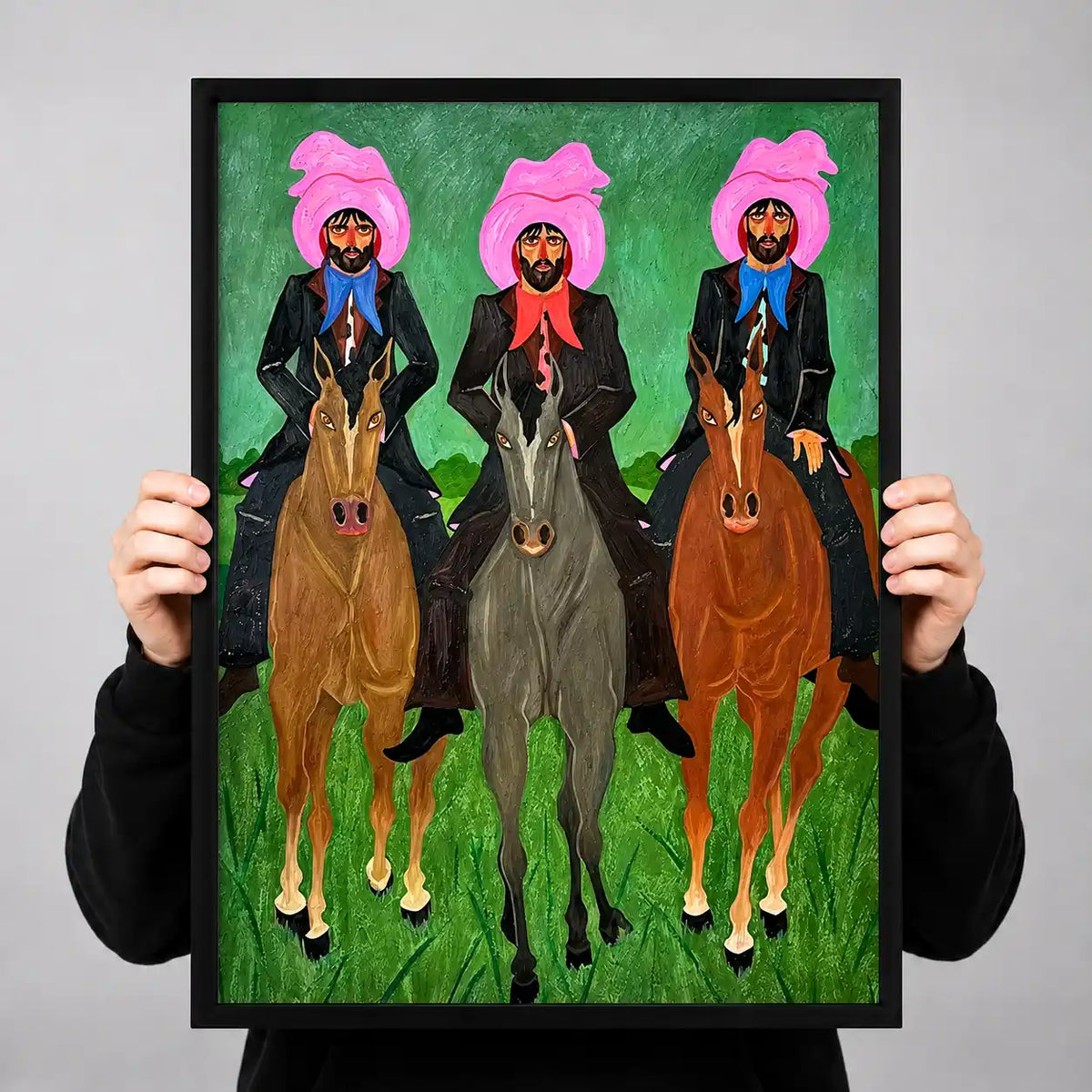 Pink Turban Horse Riders Wall Art 3