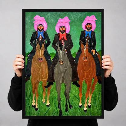 Pink Turban Horse Riders Wall Art 3