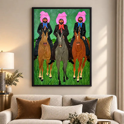 Pink Turban Horse Riders Wall Art 5