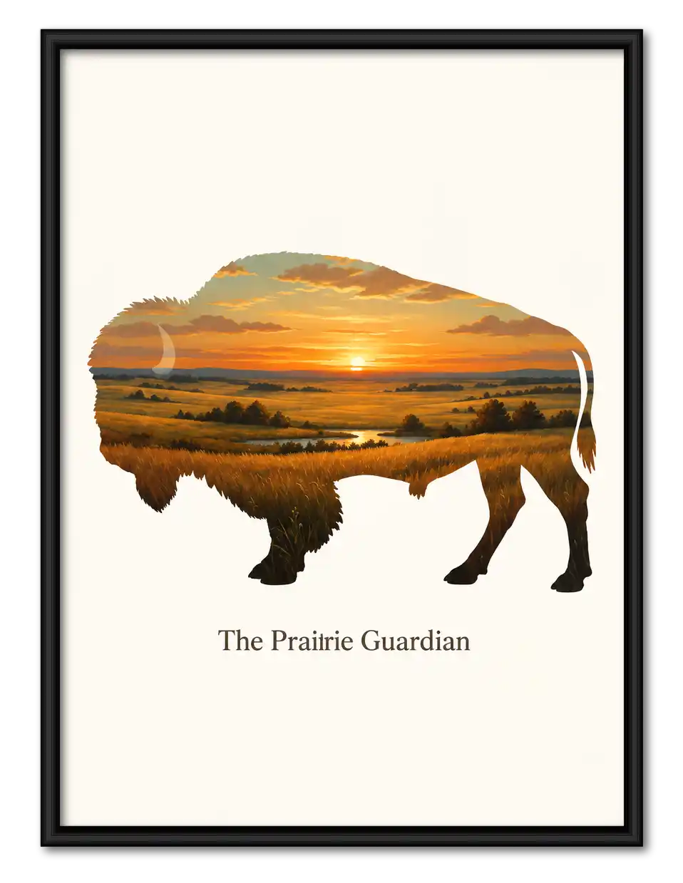 Prairie Guardian Bison Sunset Wall Art 1