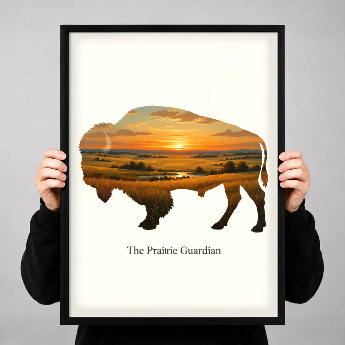 Prairie Guardian Bison Sunset Wall Art 3