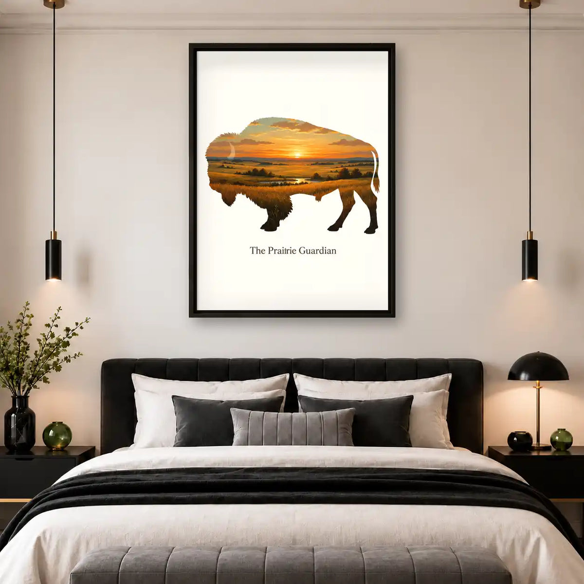 Prairie Guardian Bison Sunset Wall Art 4