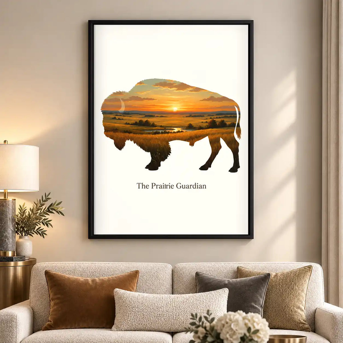 Prairie Guardian Bison Sunset Wall Art 5