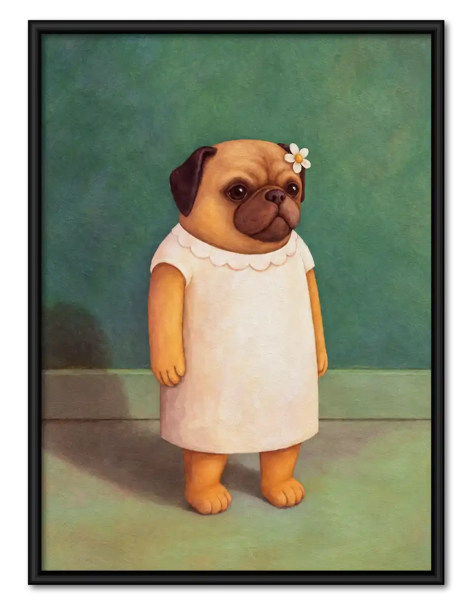 Pug In White Dress Portrait Wall Art 1