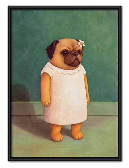 Pug In White Dress Portrait Wall Art