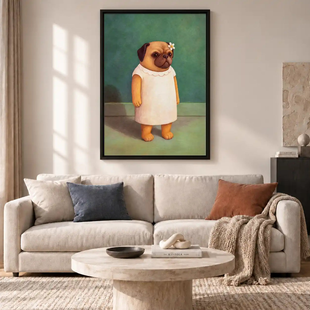 Pug In White Dress Portrait Wall Art 2