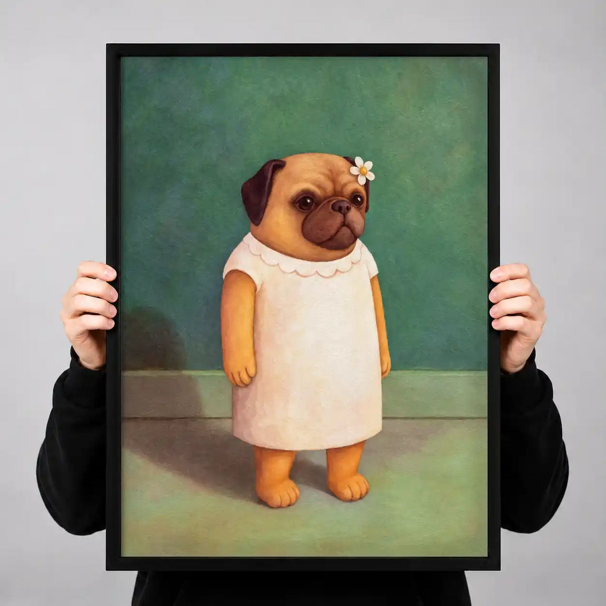 Pug In White Dress Portrait Wall Art 3