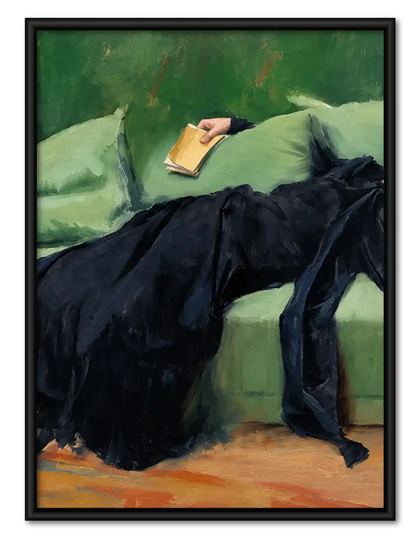 Quiet Reader On Green Sofa Wall Art