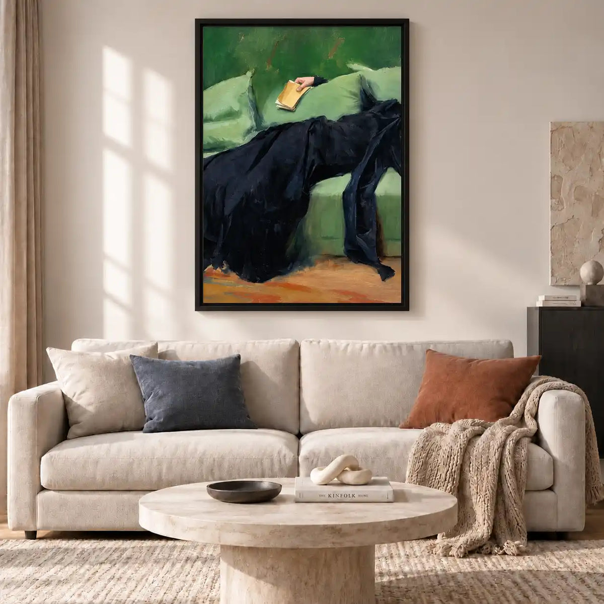 Quiet Reader On Green Sofa Wall Art 2