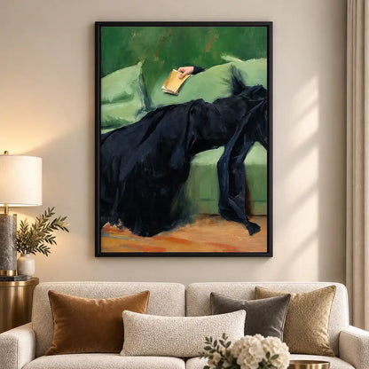 Quiet Reader On Green Sofa Wall Art 5