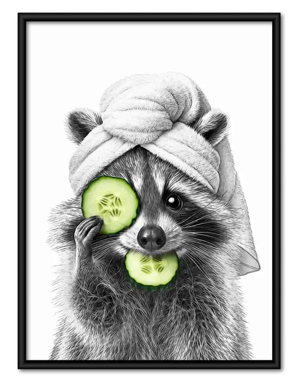 Raccoon Cucumber Spa Wall Art 1