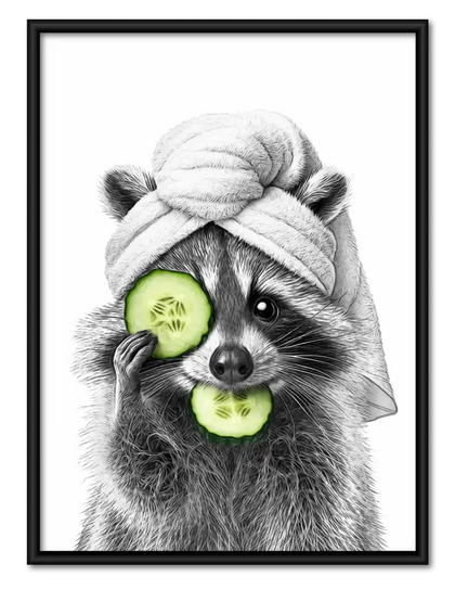 Raccoon Cucumber Spa Wall Art