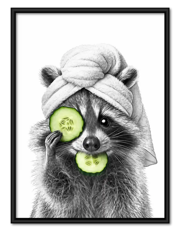 Raccoon Cucumber Spa Wall Art