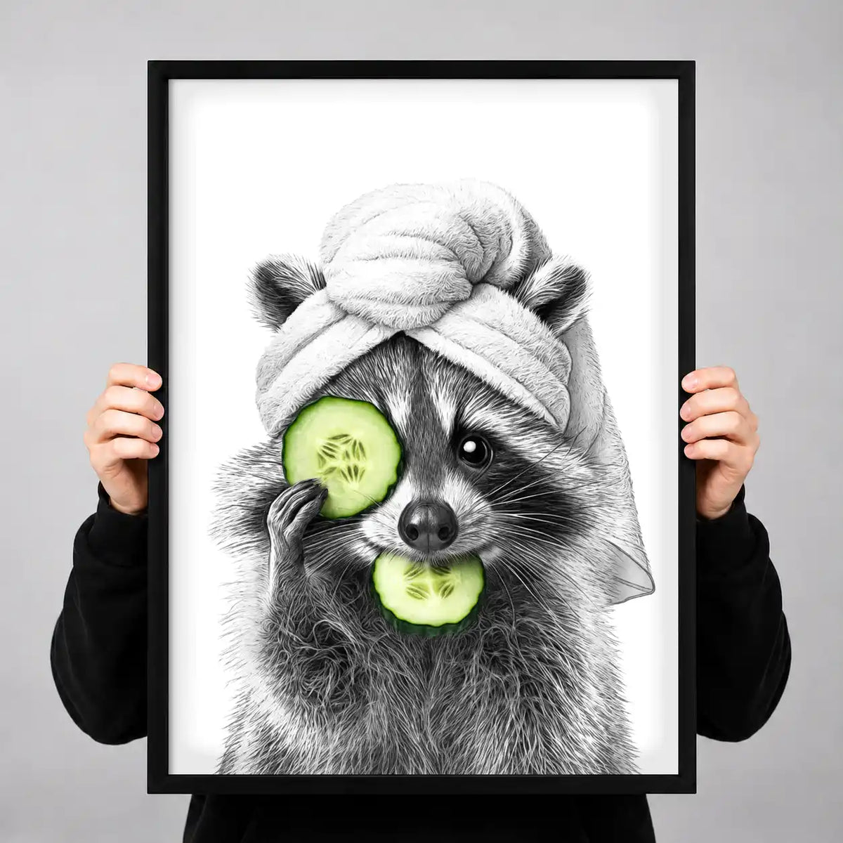 Raccoon Cucumber Spa Wall Art 3