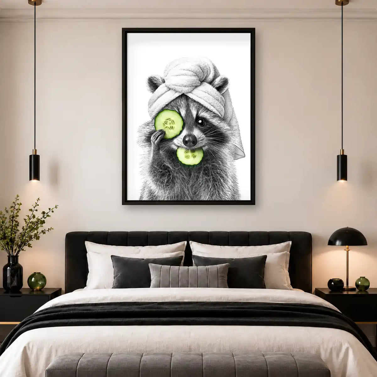 Raccoon Cucumber Spa Wall Art 4