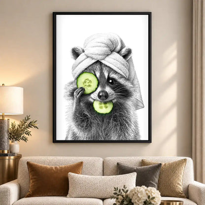 Raccoon Cucumber Spa Wall Art 5