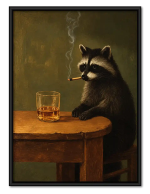Raccoon Whiskey And Cigar Wall Art