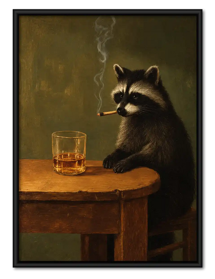 Raccoon Whiskey And Cigar Wall Art