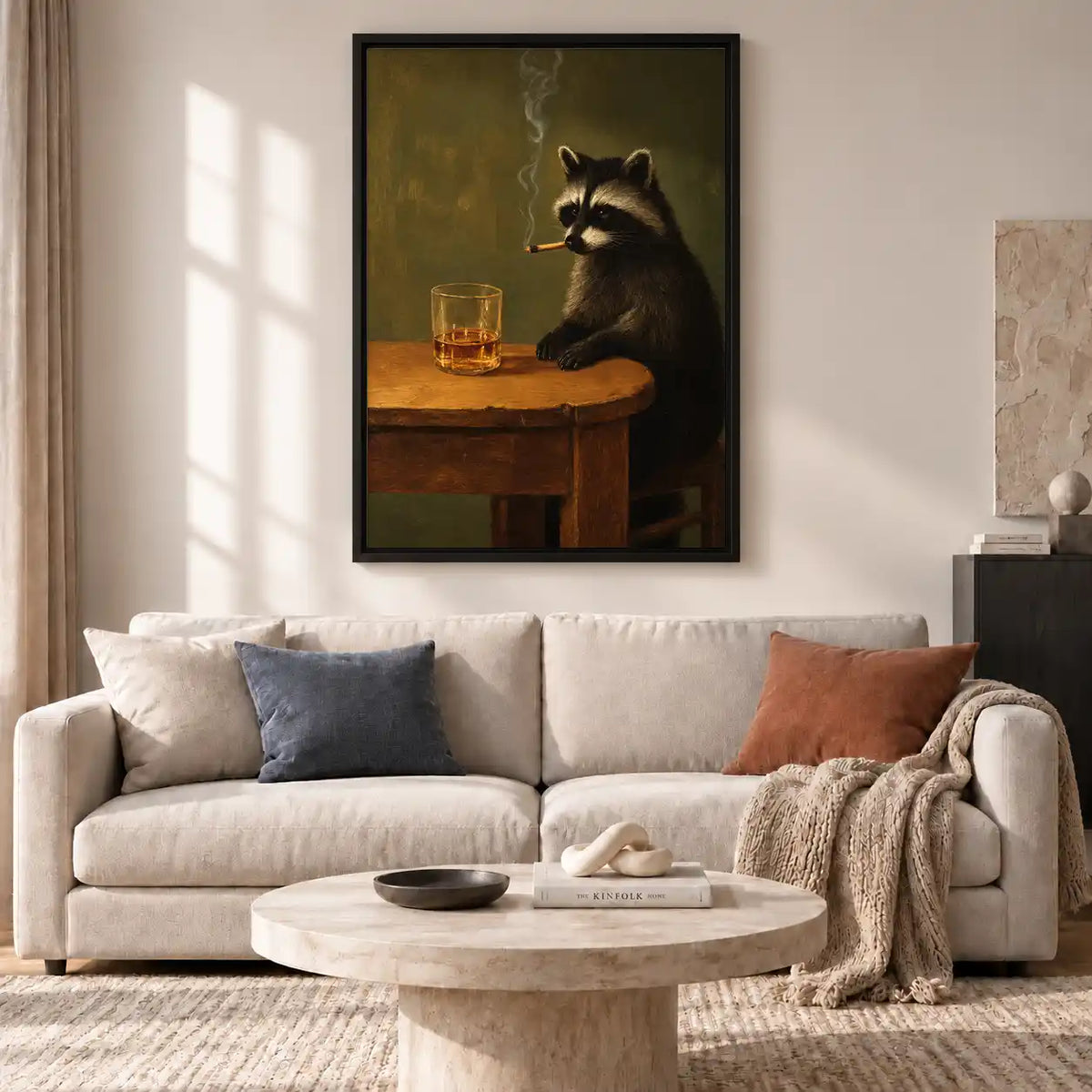 Raccoon Whiskey And Cigar Wall Art 2